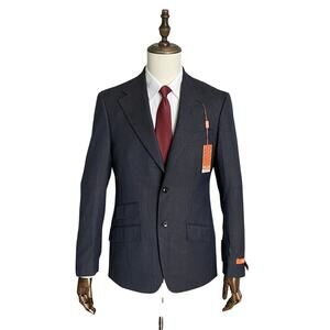 Tallia Men's Suit Jacket Men's 38R Venezia Stretch Fabric Solid Dark Blue NEW